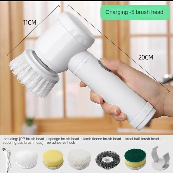 Electronic cleaning brush with 5 heads, waterproof - Picture 3 of 7
